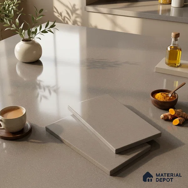 Stone Counter Top Slab TL 12652 Stonex Earth 8 ft x 2.62 ft White Full Body Vitrified Glossy Finish - 15 mm | Suitable For Counter Top, Dining Table Top & Window Frame