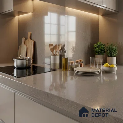 Stone Counter Top Slab TL 12652 Stonex Earth 8 ft x 2.62 ft White Full Body Vitrified Glossy Finish - 15 mm | Suitable For Counter Top, Dining Table Top & Window Frame