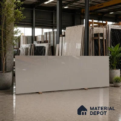 Stone Counter Top Slab TL 12652 Stonex Earth 8 ft x 2.62 ft White Full Body Vitrified Glossy Finish - 15 mm | Suitable For Counter Top, Dining Table Top & Window Frame