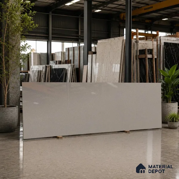 Stone Counter Top Slab TL 12652 Stonex Earth 8 ft x 2.62 ft White Full Body Vitrified Glossy Finish - 15 mm | Suitable For Counter Top, Dining Table Top & Window Frame