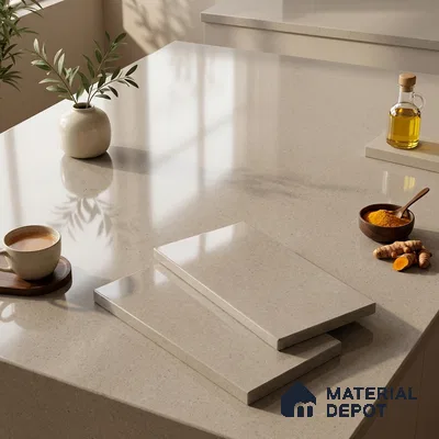 Plain Counter Top Slab TL 12646 Epic Bronze 8 ft x 2.62 ft White Full Body Vitrified Glossy Finish - 15 mm | Suitable For Counter Top, Dining Table Top & Window Frame
