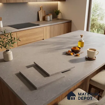 Plain Counter Top Slab TL 12648 Epic Graphite 8 ft x 2.62 ft White Full Body Vitrified Matte Finish - 15 mm | Suitable For Counter Top, Dining Table Top & Window Frame