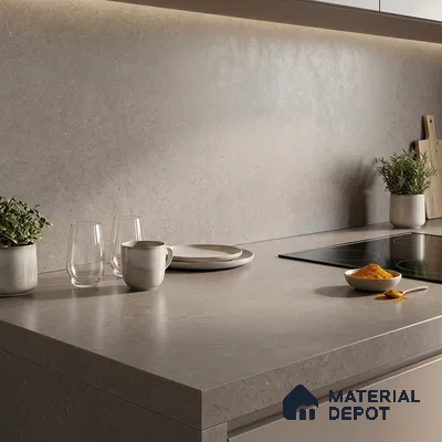 Plain Counter Top Slab TL 12648 Epic Graphite 8 ft x 2.62 ft White Full Body Vitrified Matte Finish - 15 mm | Suitable For Counter Top, Dining Table Top & Window Frame