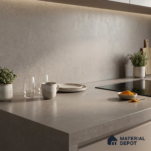 Plain Counter Top Slab TL 12648 Epic Graphite 8 ft x 2.62 ft White Full Body Vitrified Matte Finish - 15 mm | Suitable For Counter Top, Dining Table Top & Window Frame