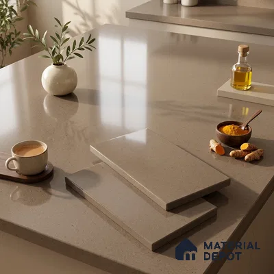 Plain Counter Top Slab TL 12649 Epic Moca 8 ft x 2.62 ft White Full Body Vitrified Glossy Finish - 15 mm | Suitable For Counter Top, Dining Table Top & Window Frame