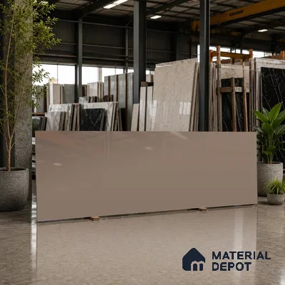 Plain Counter Top Slab TL 12649 Epic Moca 8 ft x 2.62 ft White Full Body Vitrified Glossy Finish - 15 mm | Suitable For Counter Top, Dining Table Top & Window Frame