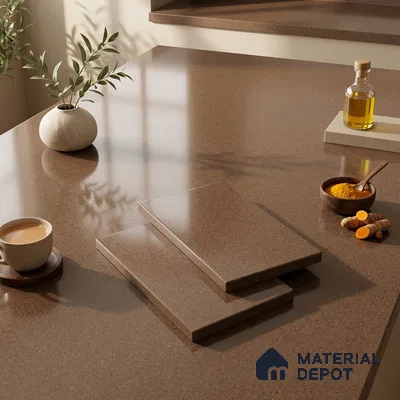 Plain Counter Top Slab TL 12650 Epic Cocoa 8 ft x 2.62 ft White Full Body Vitrified Glossy Finish - 15 mm | Suitable For Counter Top, Dining Table Top & Window Frame