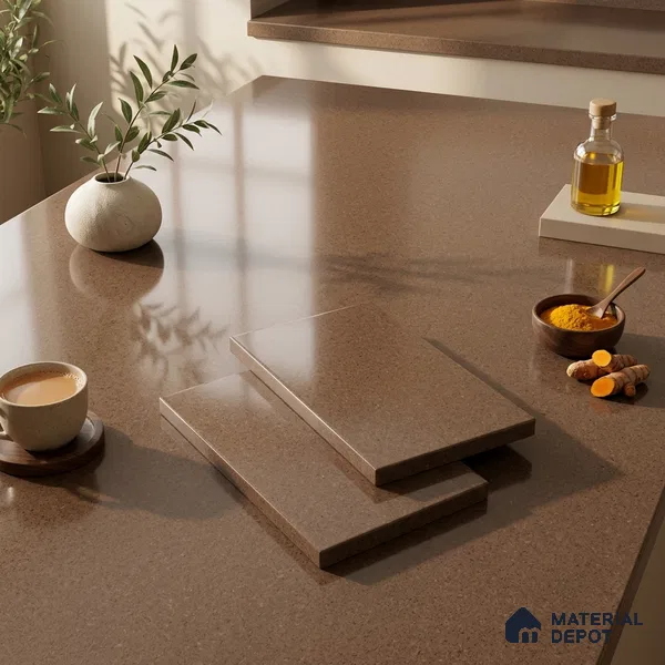 Plain Counter Top Slab TL 12650 Epic Cocoa 8 ft x 2.62 ft White Full Body Vitrified Glossy Finish - 15 mm | Suitable For Counter Top, Dining Table Top & Window Frame