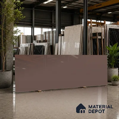 Plain Counter Top Slab TL 12650 Epic Cocoa 8 ft x 2.62 ft White Full Body Vitrified Glossy Finish - 15 mm | Suitable For Counter Top, Dining Table Top & Window Frame