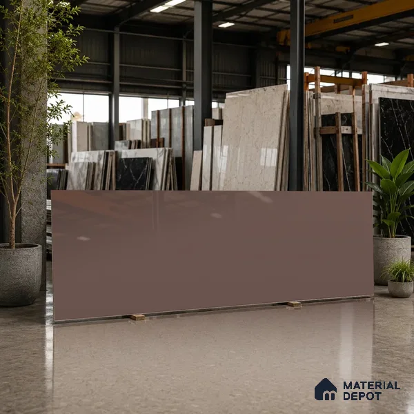 Plain Counter Top Slab TL 12650 Epic Cocoa 8 ft x 2.62 ft White Full Body Vitrified Glossy Finish - 15 mm | Suitable For Counter Top, Dining Table Top & Window Frame