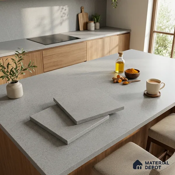 Stone Counter Top Slab TL 12674 Granora Steel 8 ft x 2.62 ft Full Body Vitrified Matte Finish - 15 mm | Suitable For Counter Top, Dining Table Top & Window Frame