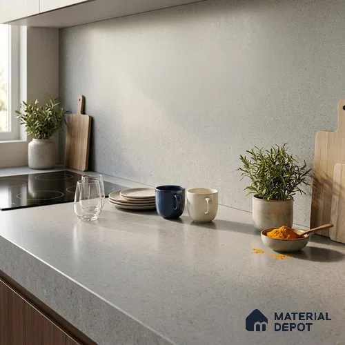 Stone Counter Top Slab TL 12674 Granora Steel 8 ft x 2.62 ft Full Body Vitrified Matte Finish - 15 mm | Suitable For Counter Top, Dining Table Top & Window Frame