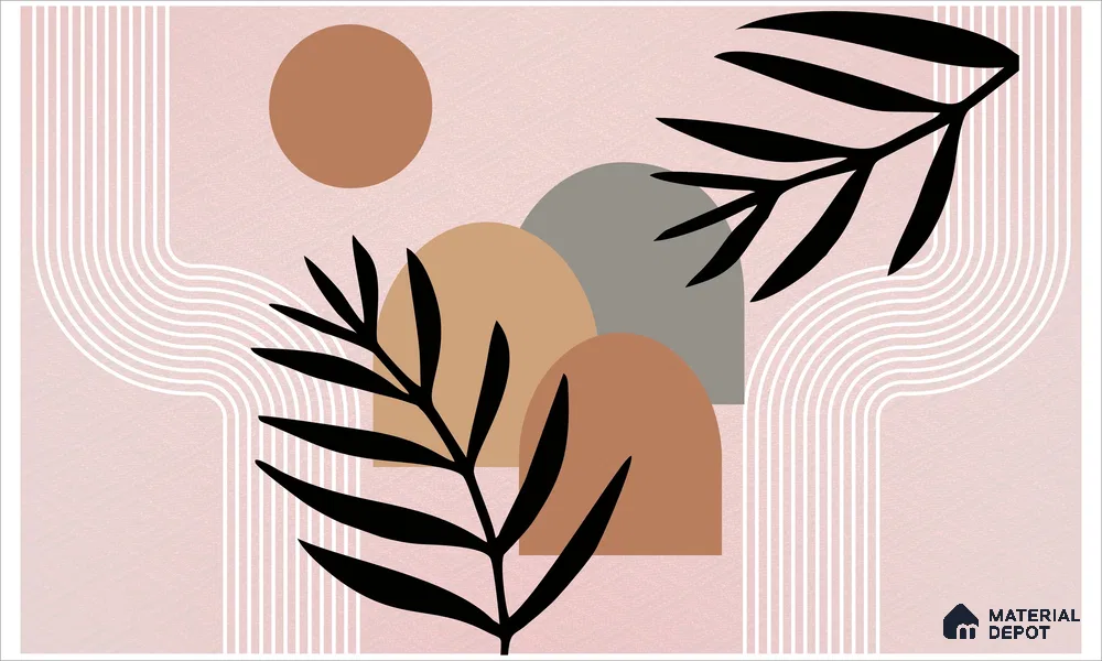 Palm Geometry Muted Pink Poppy Print | WP 04143 Canvas Texture Finish Tropical Style luxurious Customized size Wallpaper | 250 GSM WP01CNF Paper | (MOQ = 30 Sq. Ft.)