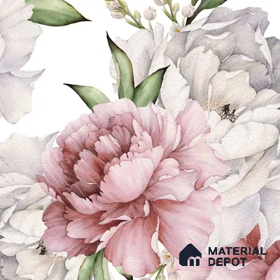Big Flower With Water Color Panel Soft Feel Wallpaper