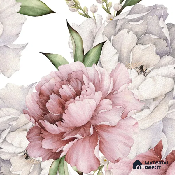 Big Flower With Water Color Panel Soft Feel Wallpaper