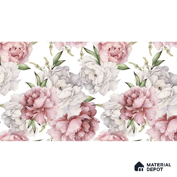 Big Flower With Water Color Panel Soft Feel Wallpaper