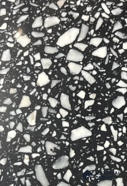 Belina Quartz QR 00186 Noir Terrazzo Value Series 8.01 ft x 5.38 ft Quartz - 20 mm | 5 Years Warranty | Suitable for Kitchen, Restaurant, Counter Tops, Dining, Reception, office