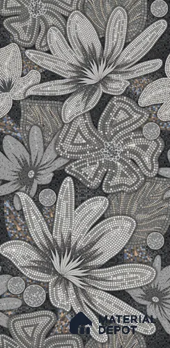 Floral Wall Tile TL 08659 Black 4 ft x 2 ft Matte Finish Vitrified Tile - 9 mm
