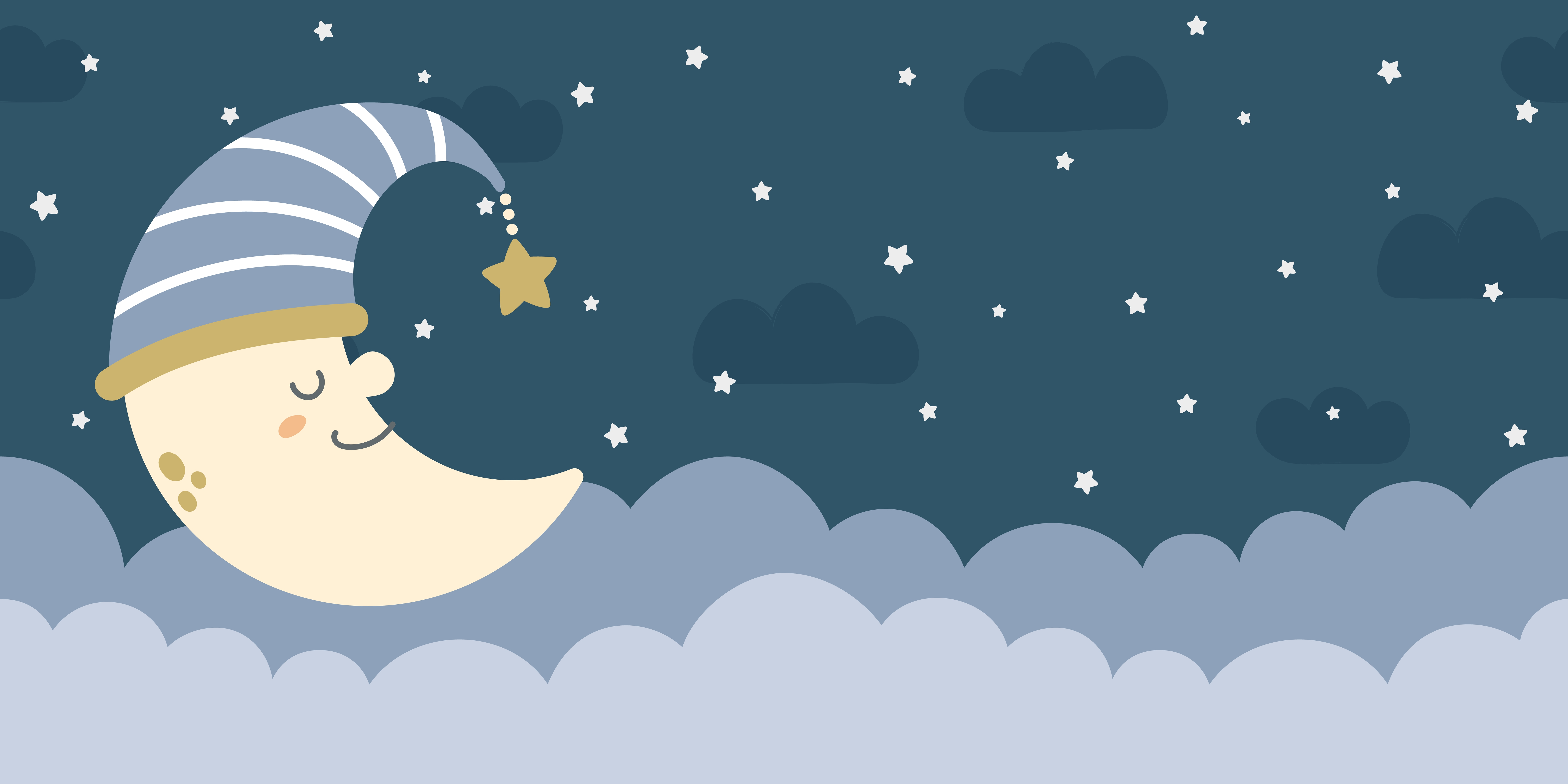 Stars Before Sleep Animals At Night With Stars | WP 04065 B Non Woven Matte Finish Space Style Premium Customized size Wallpaper | 150 GSM WP01MTF Paper | (MOQ = 30 Sq. Ft.)