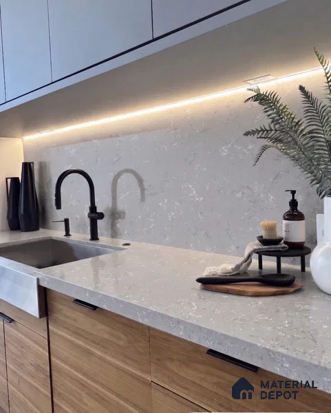 Marble Kitchen Counter Top Slab TL 11528 B Balistone Ash 8 ft x 3 ft Full Body Matte Finish - 15 mm | Suitable for Table Top & Window Frame | Adhesive and Spacers Must be Used During Installation