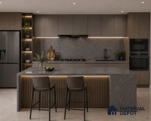 Marble Kitchen Counter Top Slab TL 11528 C Balistone Rahino 8 ft x 3 ft Full Body Matte Finish - 15 mm | Suitable for Table Top & Window Frame | Adhesive and Spacers Must be Used During Installation