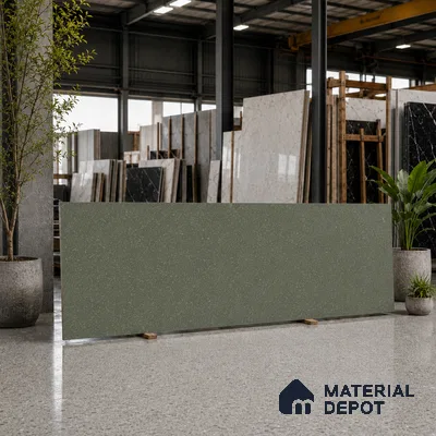 Marble Kitchen Counter Top Slab TL 11528 G Balistone Green 8 ft x 3 ft Full Body Matte Finish - 15 mm | Suitable for Table Top & Window Frame | Adhesive and Spacers Must be Used During Installation