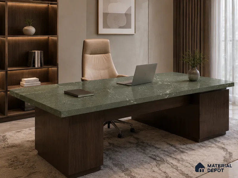 Marble Kitchen Counter Top Slab TL 11528 G Balistone Green 8 ft x 3 ft Full Body Matte Finish - 15 mm | Suitable for Table Top & Window Frame | Adhesive and Spacers Must be Used During Installation