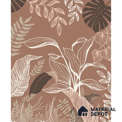 Botanical Muse Tropical Canvas Customized Wallpaper, Brown Background