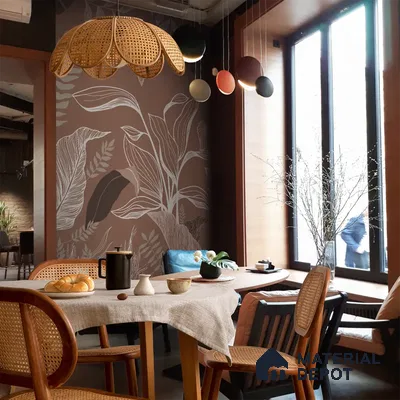 Botanical Muse Tropical Canvas Customized Wallpaper, Brown Background