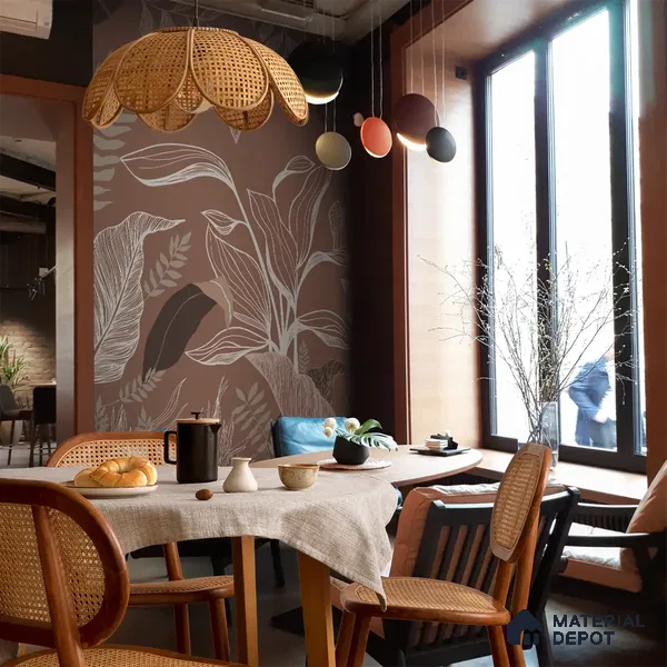 Botanical Muse Tropical Canvas Customized Wallpaper, Brown Background