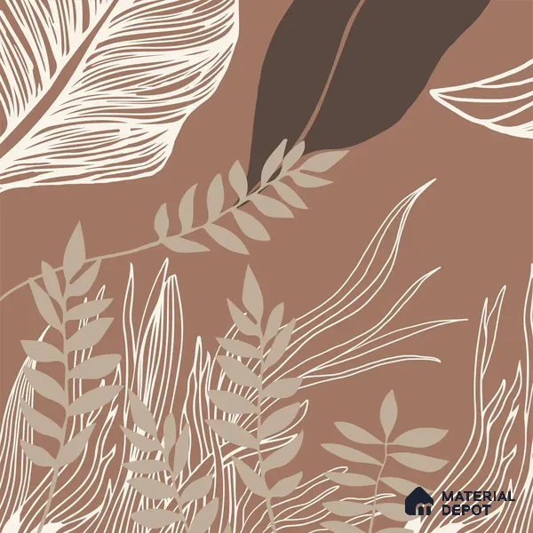 Botanical Muse Tropical Canvas Customized Wallpaper, Brown Background