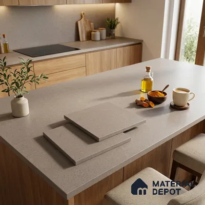 Plain Counter Top Slab TL 11513 B Dust 8 ft x 2.6 ft Full Body Vitrified Matte Finish - 15 mm | Suitable For Counter Top, Dining Table Top & Window Frame
