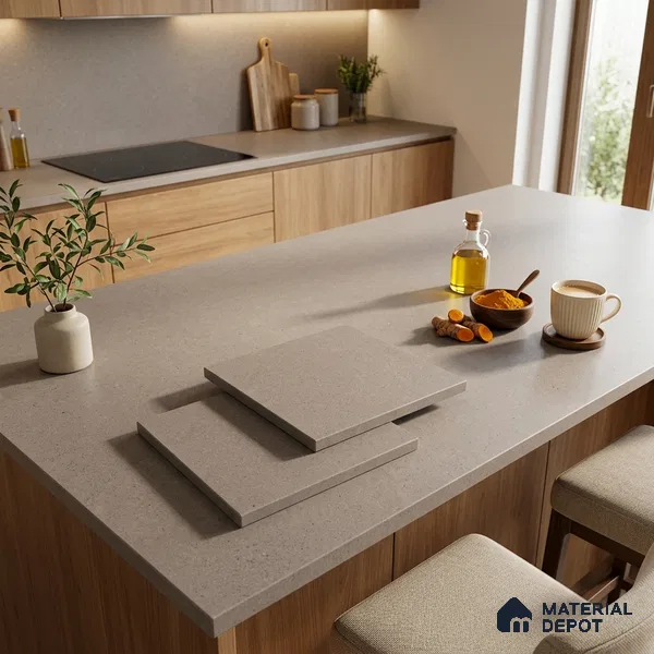 Plain Counter Top Slab TL 11513 B Dust 8 ft x 2.6 ft Full Body Vitrified Matte Finish - 15 mm | Suitable For Counter Top, Dining Table Top & Window Frame