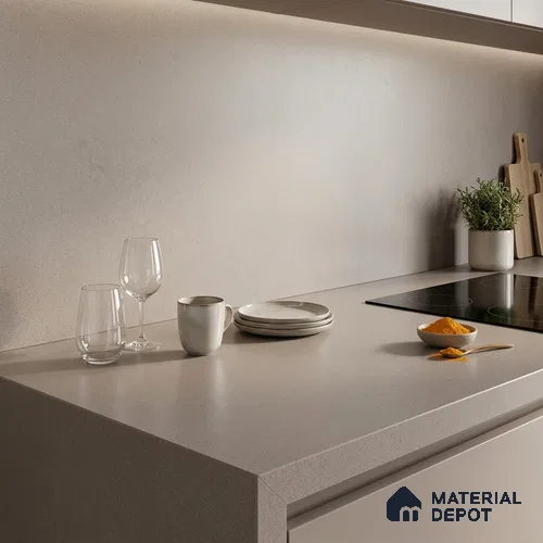 Plain Counter Top Slab TL 11513 B Dust 8 ft x 2.6 ft Full Body Vitrified Matte Finish - 15 mm | Suitable For Counter Top, Dining Table Top & Window Frame