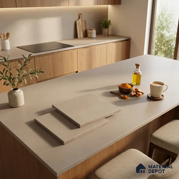 Plain Counter Top Slab TL 11513 Clay 8 ft x 2.6 ft Full Body Vitrified Matte Finish - 15 mm | Suitable For Counter Top, Dining Table Top & Window Frame