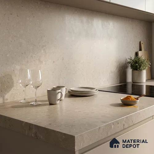 Plain Counter Top Slab TL 11513 Clay 8 ft x 2.6 ft Full Body Vitrified Matte Finish - 15 mm | Suitable For Counter Top, Dining Table Top & Window Frame