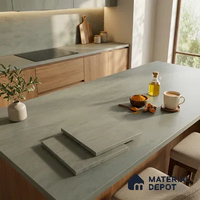 Plain Counter Top Slab TL 11513 D Grevel 8 ft x 2.6 ft Full Body Vitrified Matte Finish - 15 mm | Suitable For Counter Top, Dining Table Top & Window Frame