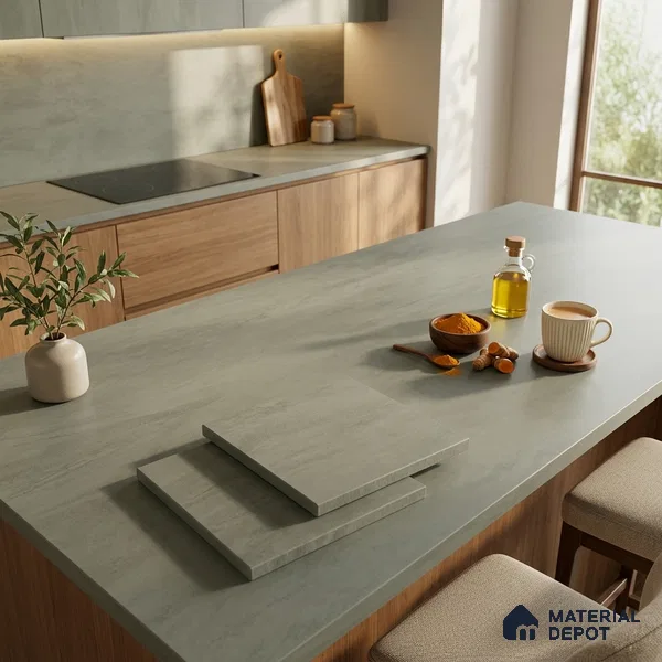 Plain Counter Top Slab TL 11513 D Grevel 8 ft x 2.6 ft Full Body Vitrified Matte Finish - 15 mm | Suitable For Counter Top, Dining Table Top & Window Frame