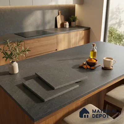 Plain Counter Top Slab TL 11513 F Midnight 8 ft x 2.6 ft Full Body Vitrified Matte Finish - 15 mm | Suitable For Counter Top, Dining Table Top & Window Frame