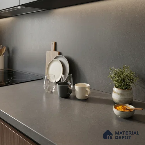 Plain Counter Top Slab TL 11513 F Midnight 8 ft x 2.6 ft Full Body Vitrified Matte Finish - 15 mm | Suitable For Counter Top, Dining Table Top & Window Frame