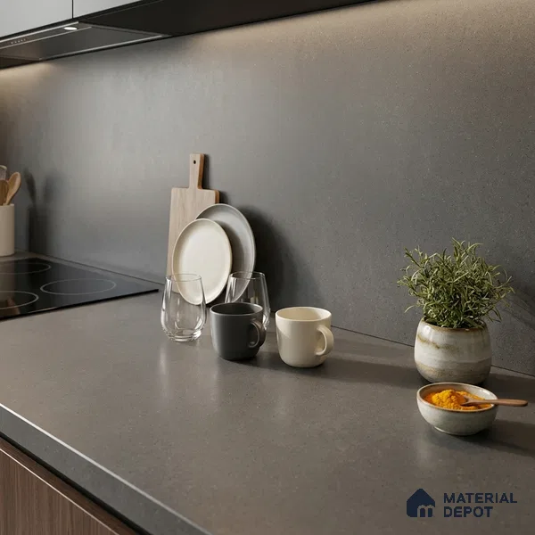 Plain Counter Top Slab TL 11513 F Midnight 8 ft x 2.6 ft Full Body Vitrified Matte Finish - 15 mm | Suitable For Counter Top, Dining Table Top & Window Frame