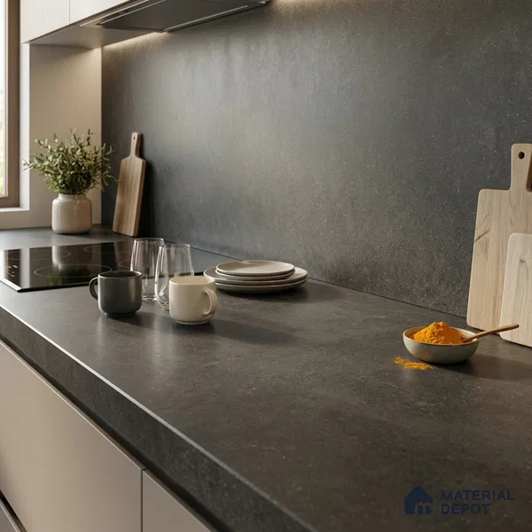Plain Counter Top Slab TL 11513 G Olive 8 ft x 2.6 ft Full Body Vitrified Matte Finish - 15 mm | Suitable For Counter Top, Dining Table Top & Window Frame