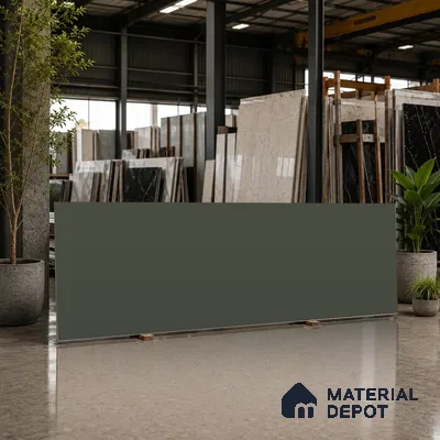 Plain Counter Top Slab TL 11513 G Olive 8 ft x 2.6 ft Full Body Vitrified Matte Finish - 15 mm | Suitable For Counter Top, Dining Table Top & Window Frame