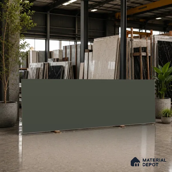Plain Counter Top Slab TL 11513 G Olive 8 ft x 2.6 ft Full Body Vitrified Matte Finish - 15 mm | Suitable For Counter Top, Dining Table Top & Window Frame
