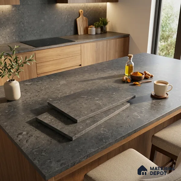 Plain Counter Top Slab TL 11513 H Oxford 8 ft x 2.6 ft Full Body Vitrified Matte Finish - 15 mm | Suitable For Counter Top, Dining Table Top & Window Frame