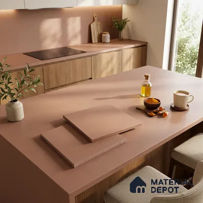Plain Counter Top Slab TL 11513 J Peach 8 ft x 2.6 ft Full Body Vitrified Matte Finish - 15 mm | Suitable For Counter Top, Dining Table Top & Window Frame