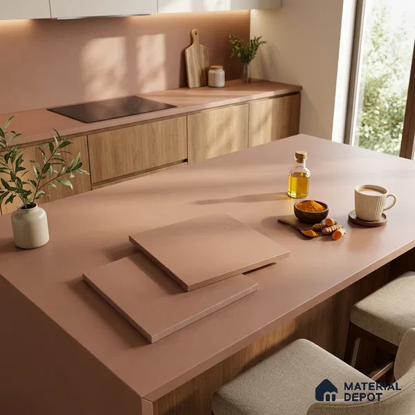 Plain Counter Top Slab TL 11513 J Peach 8 ft x 2.6 ft Full Body Vitrified Matte Finish - 15 mm | Suitable For Counter Top, Dining Table Top & Window Frame