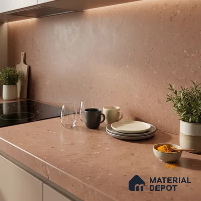Plain Counter Top Slab TL 11513 J Peach 8 ft x 2.6 ft Full Body Vitrified Matte Finish - 15 mm | Suitable For Counter Top, Dining Table Top & Window Frame