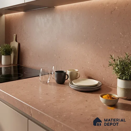 Plain Counter Top Slab TL 11513 J Peach 8 ft x 2.6 ft Full Body Vitrified Matte Finish - 15 mm | Suitable For Counter Top, Dining Table Top & Window Frame