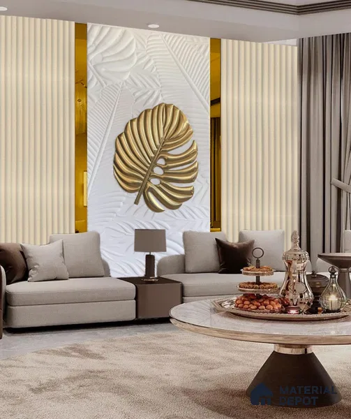 Cream Fabric Louver PN 06448 (LPR-511) Cream Fabric 9.5 ft x 6.3 inch WPC Panel - 15 mm | Suitable for Feature Wall, TV Unit & Living Room | | Width is Subjected to 5% Variation